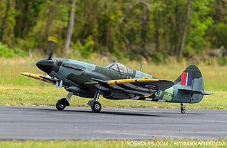 The Phoenix Models 1/4 scale Spitfire looks great on the runway.